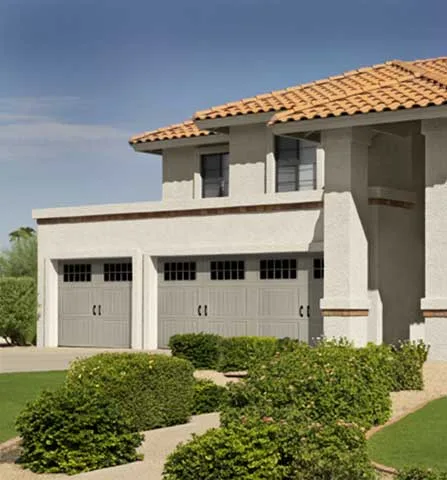 Amarr Classica Cortona glazed sandtone steel double/single garage door