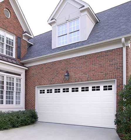 Amarr Heritage short panel glazed true white steel double garage door