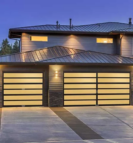 Amarr Horizon multiview glazed dark brown anodize aluminum garage door