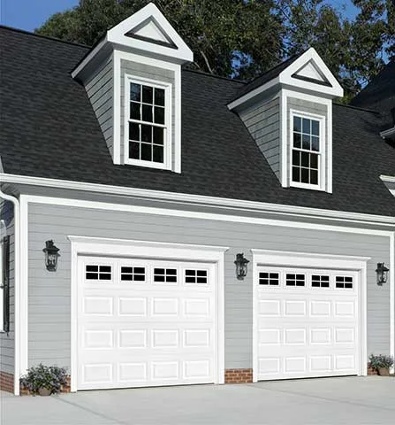 Amarr Olympus short panel glazed true white steel single garage door