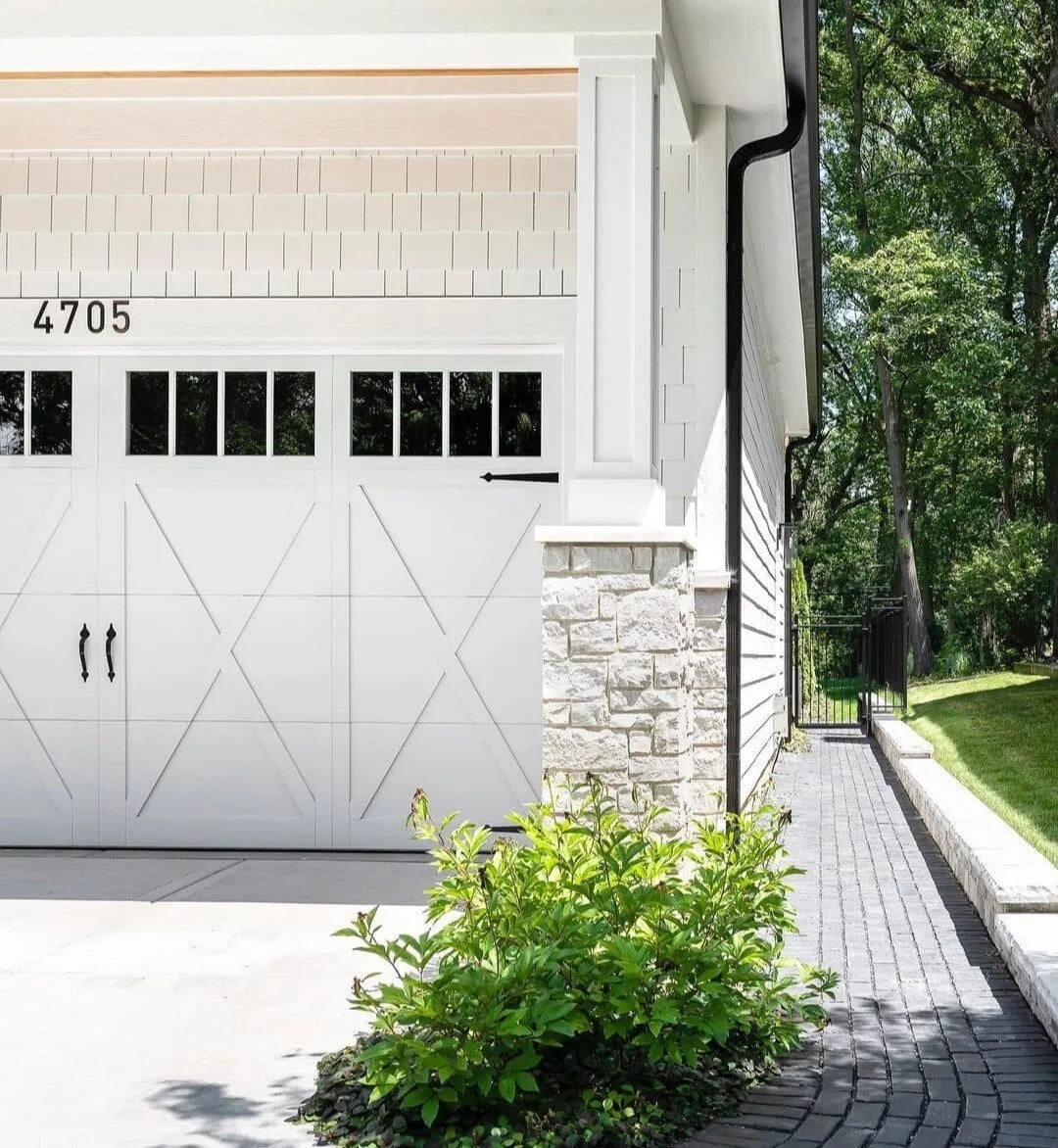 Steel overlay carriage house white