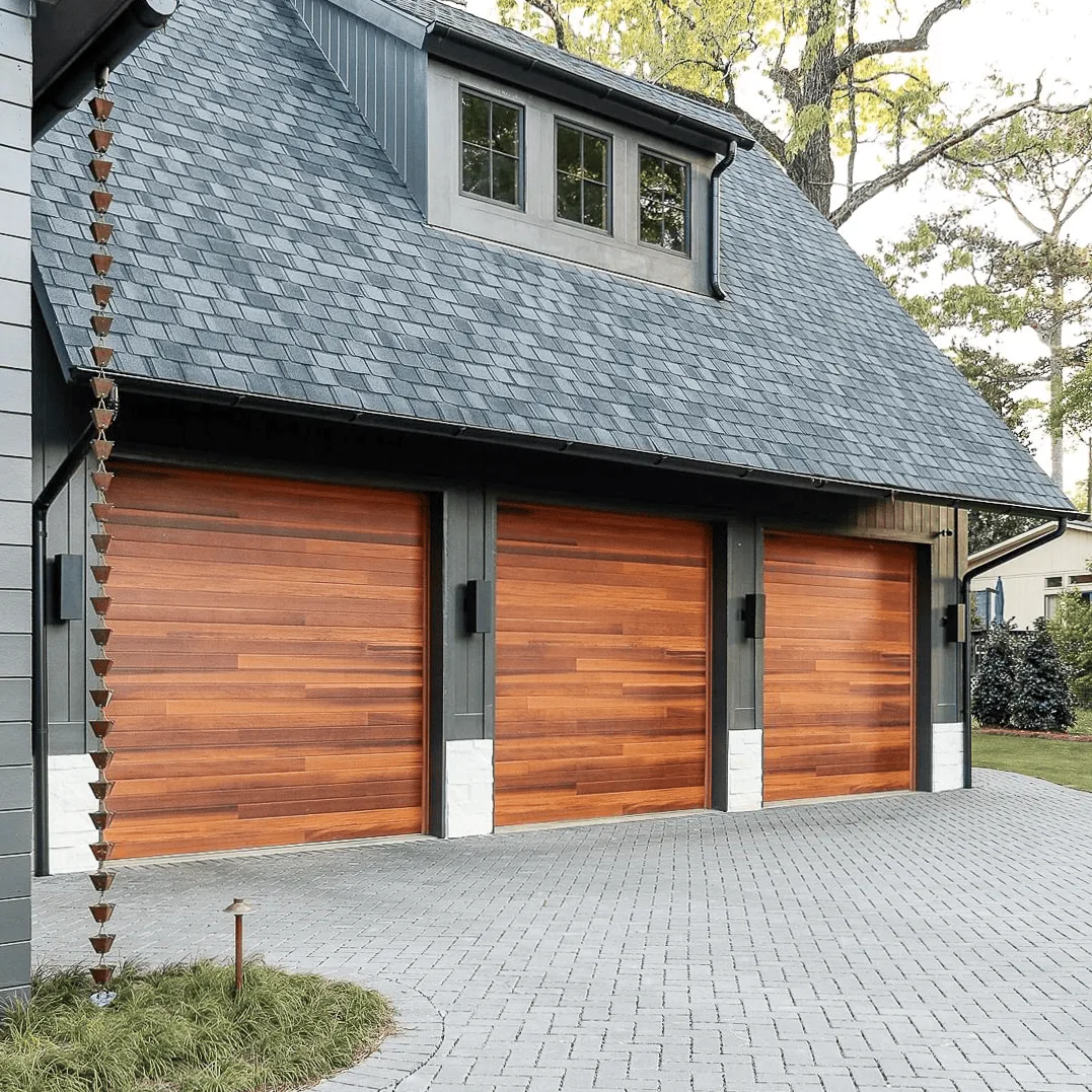 Cedar planks garage door installed